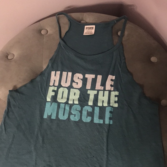 PINK - Victoria’s Secret Exercise Tank - ‘Hustle for the Muscle’. NWOT. - Picture 2 of 5